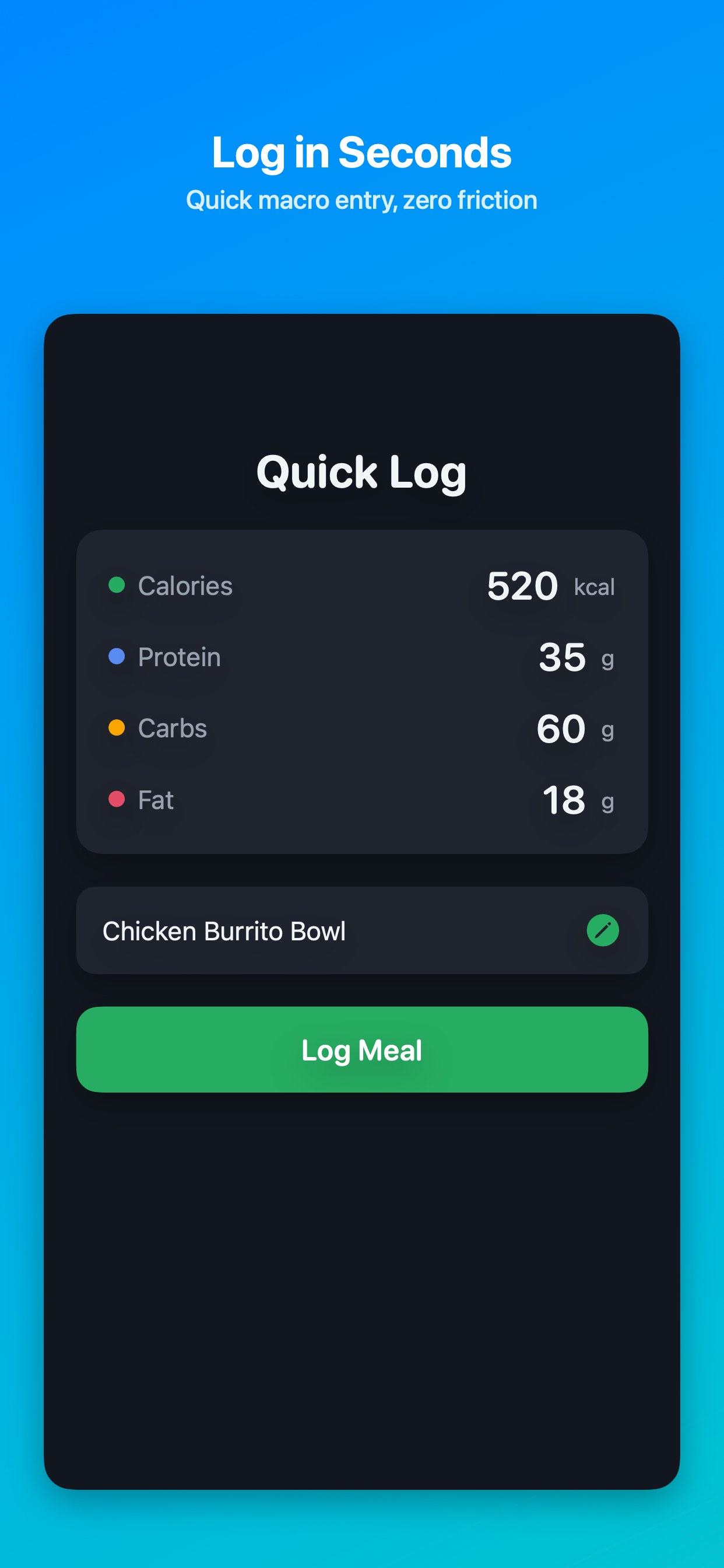 Quick meal log