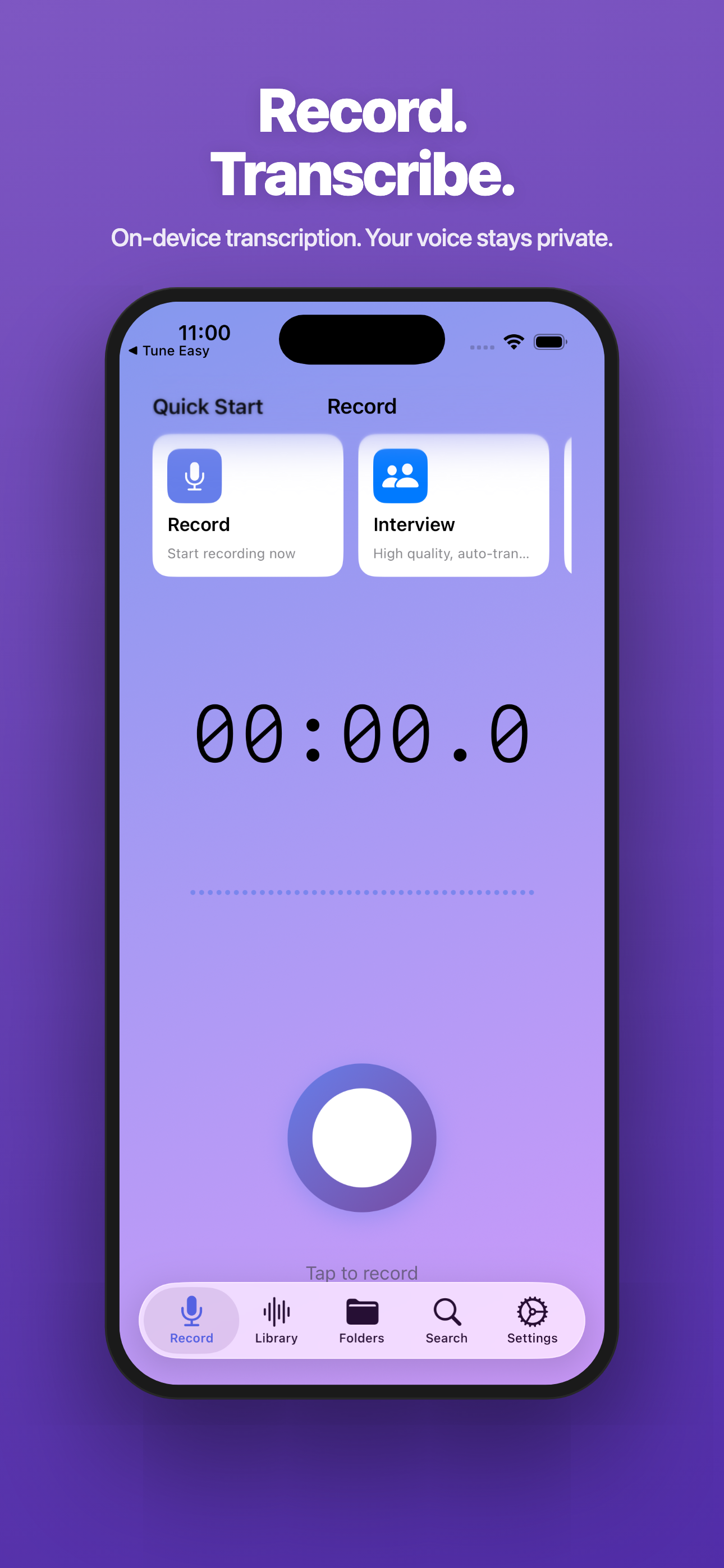 Voice Easy — Record. Transcribe.