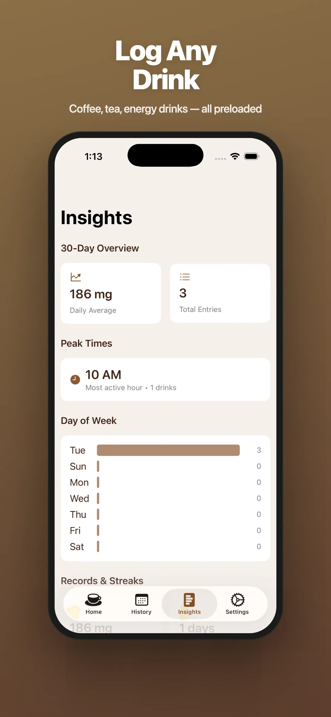 Caffeine Easy — Log Any Drink
