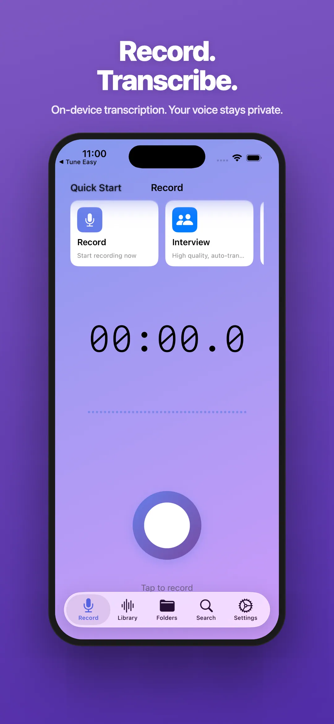 Voice Easy — Record. Transcribe.